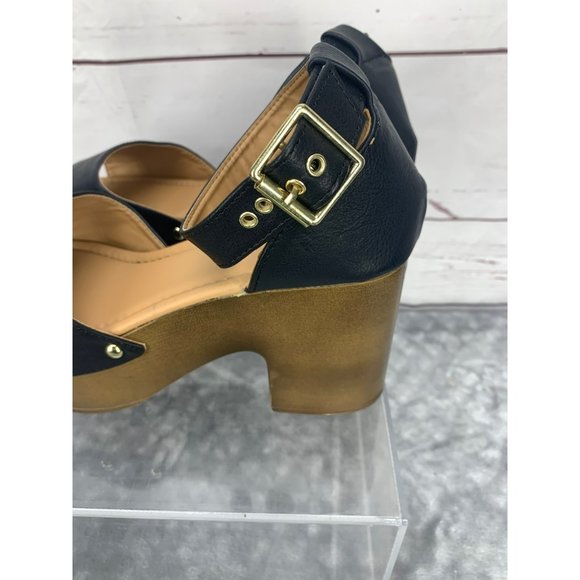 Qupid‎ Wedge Studded Black Size 7.5 Strappy sandals - Picture 5 of 10